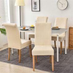 HOME & MARKER® Raztegljive prevleke za stole, Elastične prevleke za stole, Pralne prevleke (4 kosi, Bež) | CHAIRGLAM 
