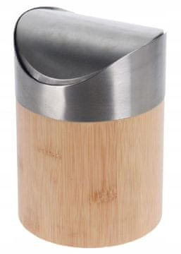 shumee Mini nihajni koš za smeti s pokrovom, bambus, 16x12 cm, 2 l