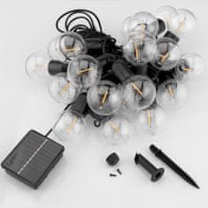 LUMILED Solarna vrtna svetilka LED svetlobna veriga 11,58m Girlanda LOVO z 20x LED okrasnimi KROGLICAMI 3000K Toplo bela