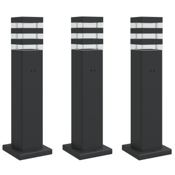 Vidaxl Zunanja talna svetilka z vtičnico 3 kosi črna 50 cm aluminij