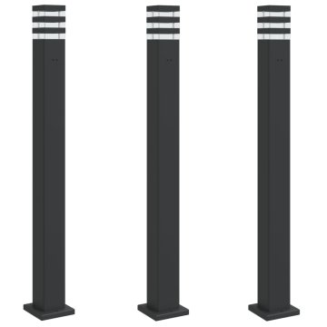 Vidaxl Zunanja talna svetilka z vtičnico 3 kosi črna 110 cm aluminij