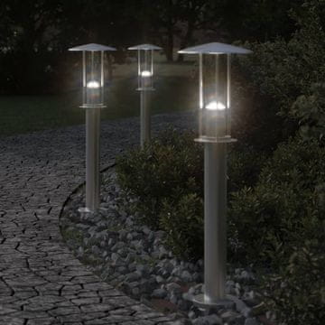 Vidaxl vidaXL Vrtna svetilka s stebrom srebrna 60 cm nerjaveče jeklo