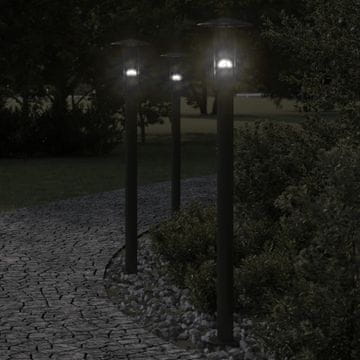 Vidaxl vidaXL Vrtne svetilke, 3 kosi, črne, 100 cm, jeklo