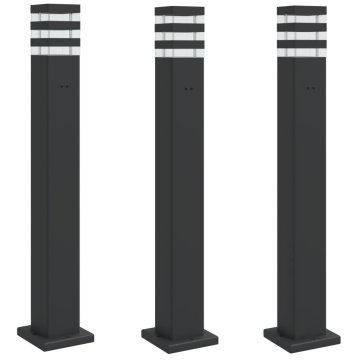 Vidaxl Zunanja talna svetilka z vtičnico 3 kosi črna 80 cm aluminij