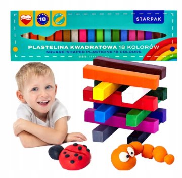 STARPAK Kvadratni šolski plastelin, 18 intenzivnih barv
