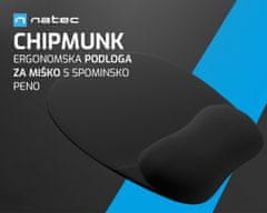 Natec Chipmunk podloga za miško, spominska pena, 235x195 mm