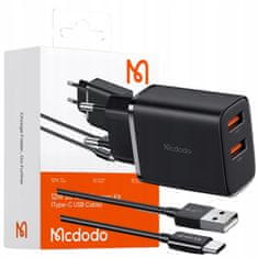 Mcdodo MCDODO UNIVERZALNI POLNILEC 2XUSB 12W + HITRI KABEL USB USB-C 1M