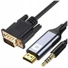 CO2 CO2 KABEL VGA - HDMI ADAPTER PRETVORNIK ADAPTER AUDIO FULL HD 60HZ 2M