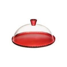 Pasabahce Krožnik za torto Patisserie / s pokrovom / rdeča / 32cm
