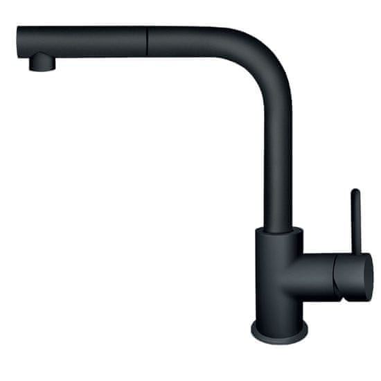 Rosan Črna armatura za pomivalno korito DARK JD38601, z izvlečnim tušem