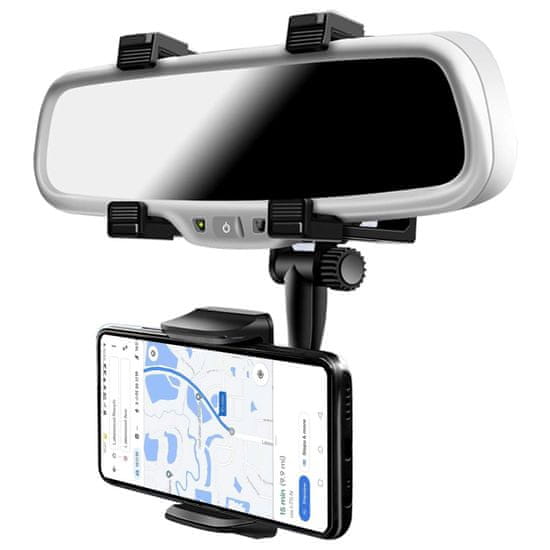 Mormark Držalo za telefon, Držalo za telefon za vzvratno ogledalo, Nosilec za telefon za avto, 360 stopinj vrtljivo držalo (Črna, 16x11x8 cm) | MIRIHOLD