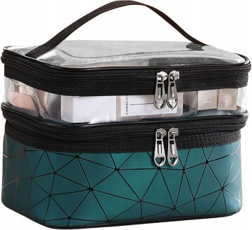 Korbi Potovalna kozmetična torbica, organizator kovček za kozmetiko, zelena J2