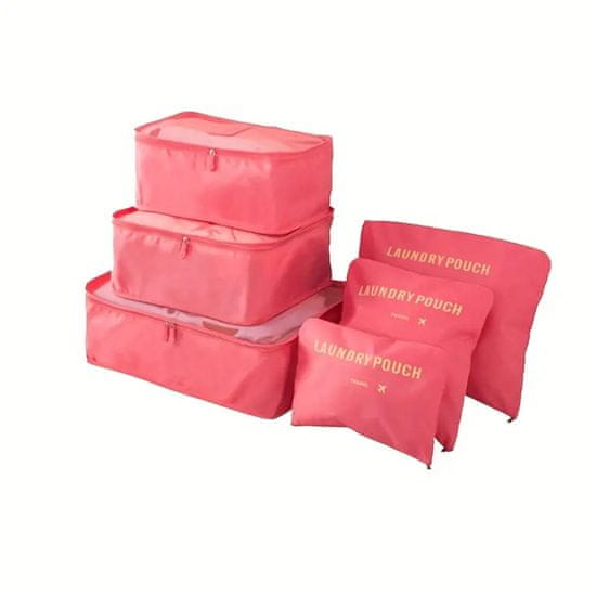 HOME & MARKER® Vrečke za organiziranje prtljage 6 v 1, Organizator prtljage, Organizator oblačil, Potovalna torba, Vodoodporna (Roza) | PACKERPRO