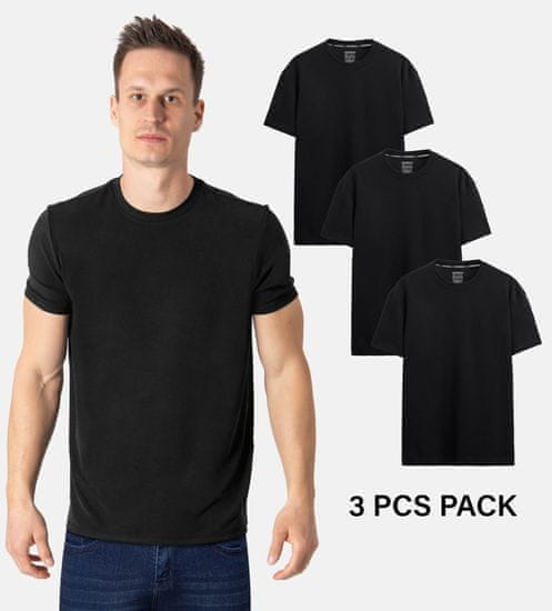 PANTONECLO Moška pletena majica iz modala s kratkimi rokavi (paket 3 kosov)