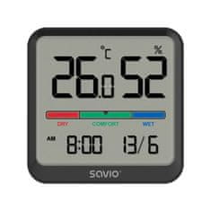 SAVIO Digitalni merilnik temperature in vlage z LCD zaslonom in magnetnim nosilcem črn
