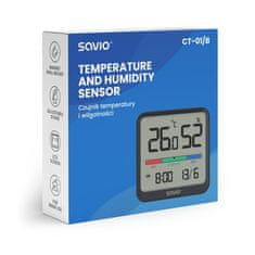 SAVIO Digitalni merilnik temperature in vlage z LCD zaslonom in magnetnim nosilcem črn