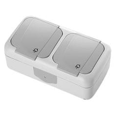 Panasonic Vtičnica PALMIYE N/O dvojna šuko horizontalna 16A siva IP54