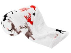 KONDELA Dvostranska jagnječja odeja Anime 150x200 cm - bela / zimski vzorec