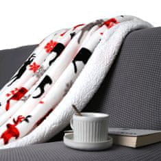 KONDELA Dvostranska jagnječja odeja Anime 150x200 cm - bela / zimski vzorec