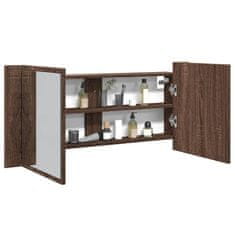 Vidaxl LED kopalniška omarica z ogledalom rjavi hrast 100x12x45 cm