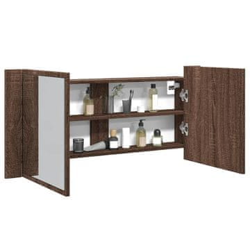 Vidaxl vidaXL Kopalniška omarica z ogledalom in LED svetlo rjavo hrastovo 100x12x45 cm