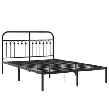Vidaxl Kovinski posteljni okvir z vzglavjem črn 140x190 cm