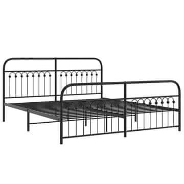 Vidaxl Kovinski posteljni okvir z vzglavjem in vznožjem črn 183x213 cm