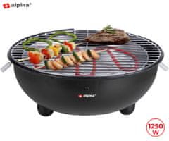 Alpina BBQ električni žar, 1250 W, zunanja+notranja uporaba