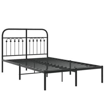 Vidaxl Kovinski posteljni okvir z vzglavjem črn 120x200 cm