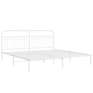 Vidaxl Kovinski posteljni okvir z vzglavjem bel 193x203 cm