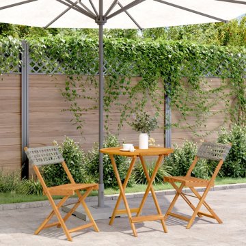 Vidaxl vidaXL 3-delni bistro set, siv PE ratan in les