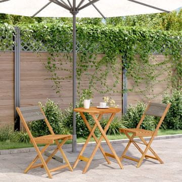Vidaxl vidaXL 3-delni bistro set, siv polipropilen in les