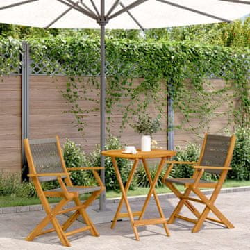 Vidaxl vidaXL 3-delni bistro set, siv polipropilen in les