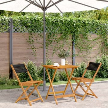 Vidaxl vidaXL 3-delni bistro set, črn polipropilen in les
