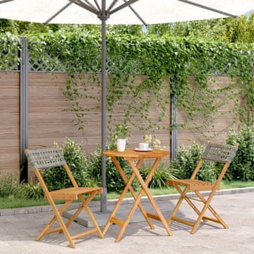 Vidaxl vidaXL 3-delni bistro set, siv PE ratan in les