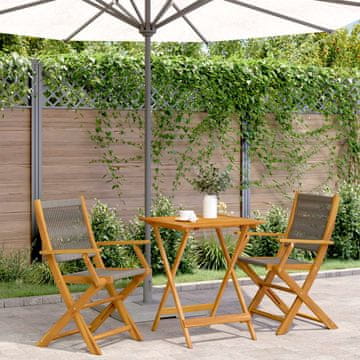 Vidaxl vidaXL 3-delni bistro set, siv polipropilen in les