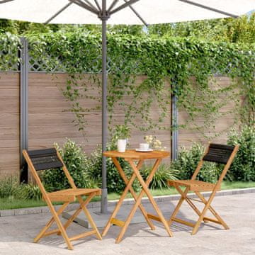 Vidaxl vidaXL 3-delni bistro set, črn polipropilen in les