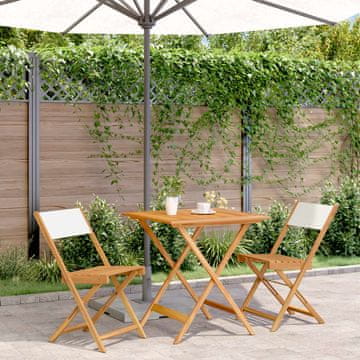 Vidaxl vidaXL 3-delni bistro set, kremno blago in les