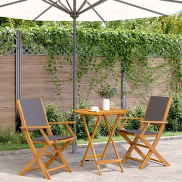 Vidaxl vidaXL 3-delni bistro set, antracitno blago in les