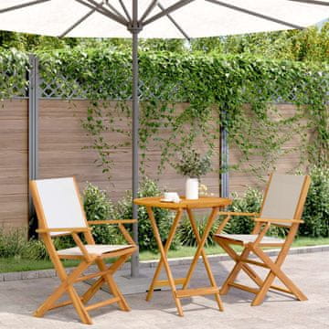 Vidaxl vidaXL 3-delni bistro set, kremno blago in les
