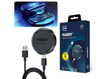 3MK 3mk HARDY Wireless Charger 2in1 15W Black - Brezžični polnilec