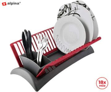 Alpina odcejalnik za posodo, košara za pribor, ABS, 45,5x25x14 cm