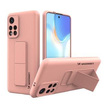 WOZINSKY Silikonski etui s stojalom za Xiaomi Poco M4 Pro 5G Kickstand Case, roza
