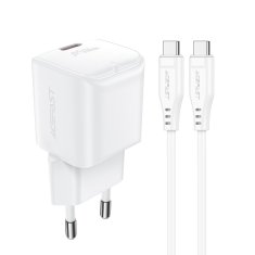 AceFast Mini omrežni polnilnik PD 30W GaN + kabel USB-C bel