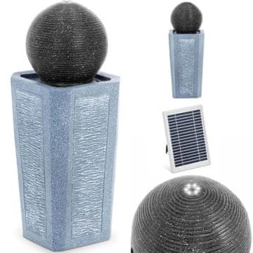 Hillvert Solarni vrtni vodnjak s kaskadnim tokom in LED osvetlitvijo, krogla na stebru, 3 W