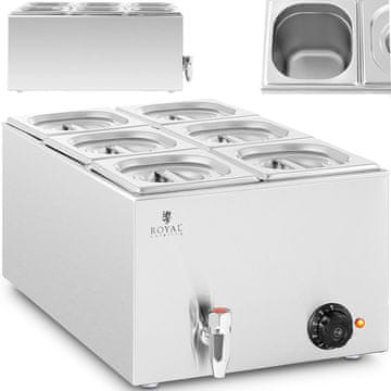 Royal Catering Grelnik hrane v vodni kopeli, grelni bife, 6 x GN 1/6, 600 W