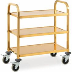 shumee Catering natakarski voziček za serviranje 3 police 69 x 40 cm do 240 kg - zlat