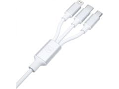 3MK 3mk Hyper Cable 3in1 White - Kabel USB-A/USB-C do USB-C/Micro/Lightning 1.5m 