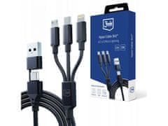 3MK 3mk Hyper Cable 3in1 Black - Kabel USB-A/USB-C do USB-C/Micro/Lightning 1.5m 