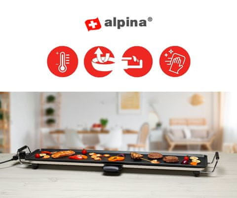  Alpina Teppanyaki Grill električna žar plošča, 2000 W, 100x22 cm